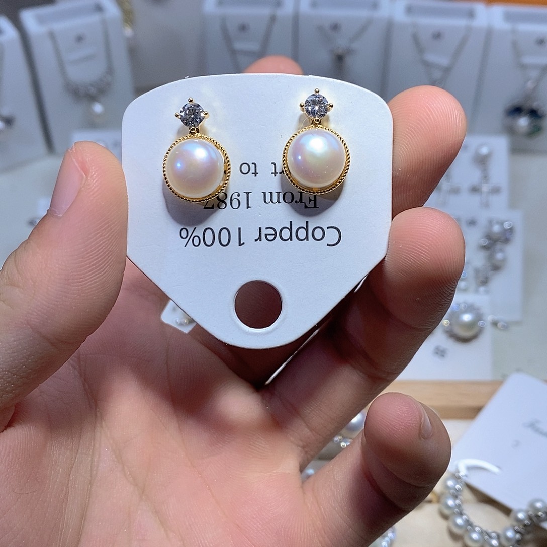 耳饰淡水珍珠银S925镶嵌