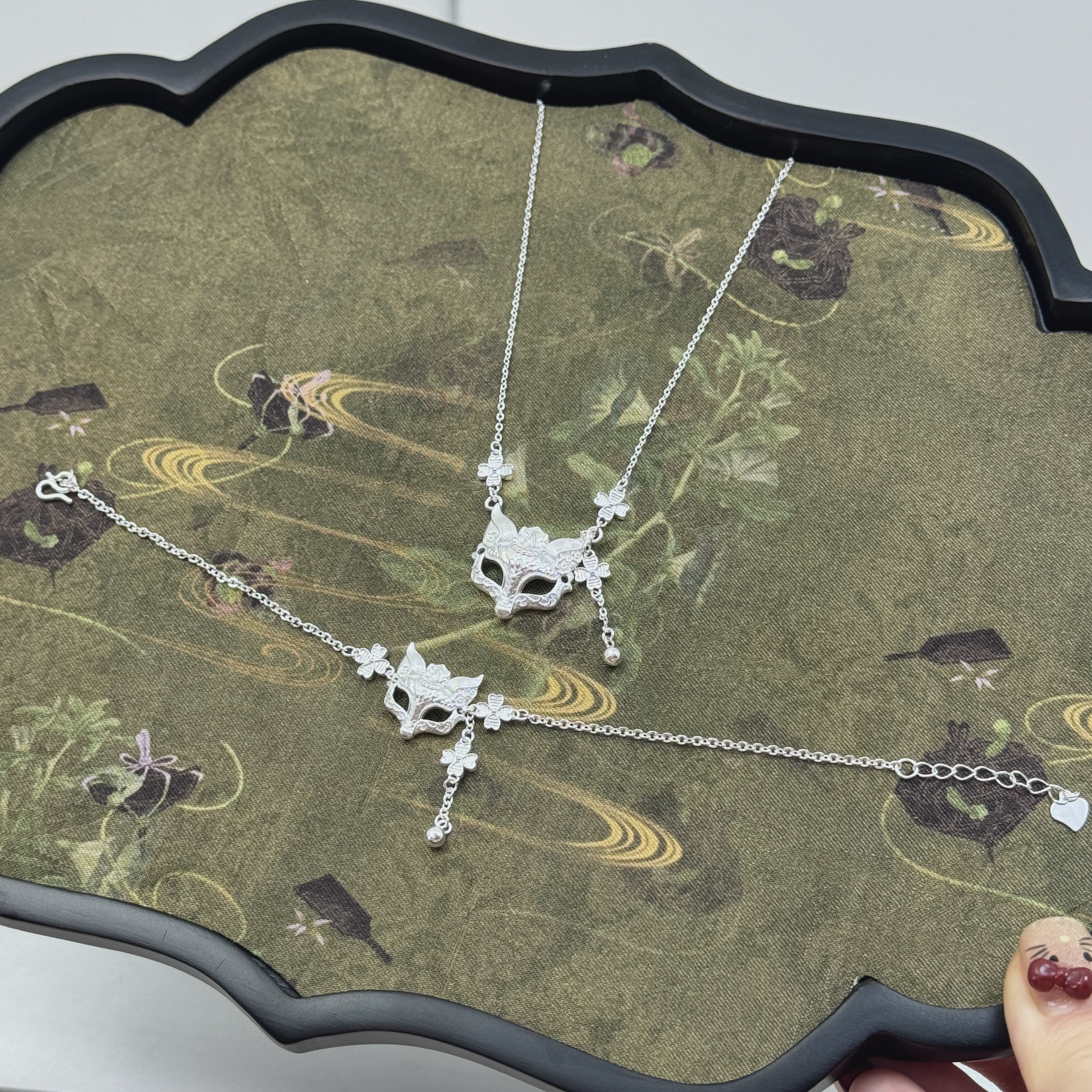 坠链均足银 狐狸项链狐狸手链足银手链