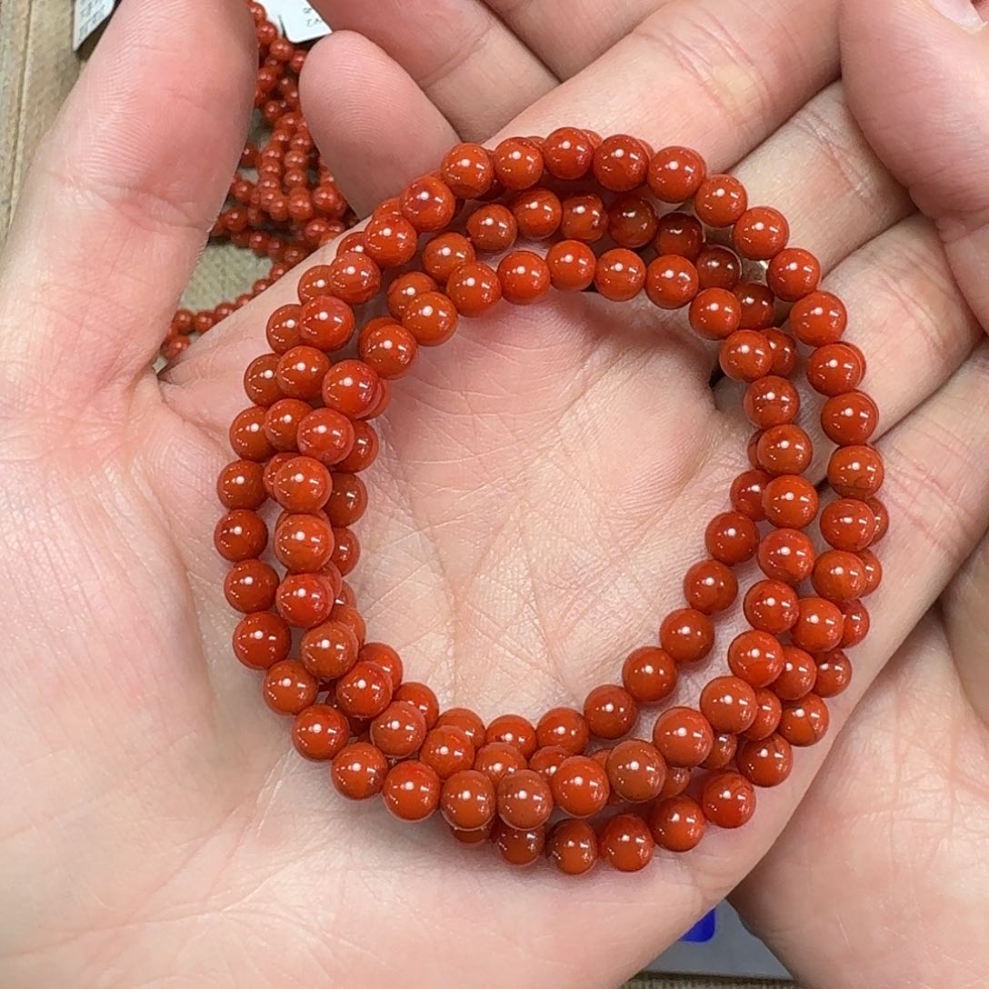 南红玛瑙手链未镶嵌瓦西高品满肉柿子锦5大➕项链多圈原矿