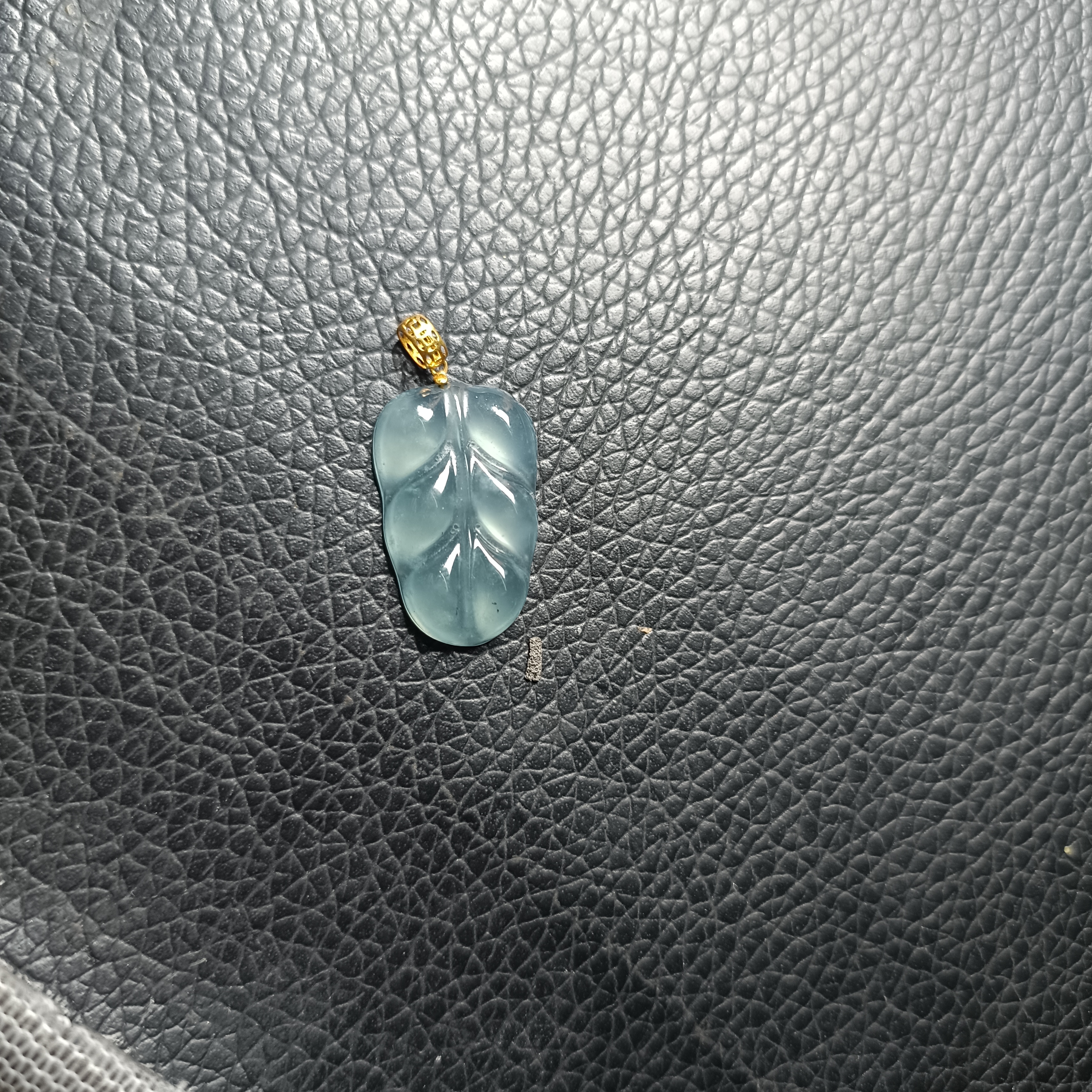 18k金扣头天然翡翠A货事业有成叶子