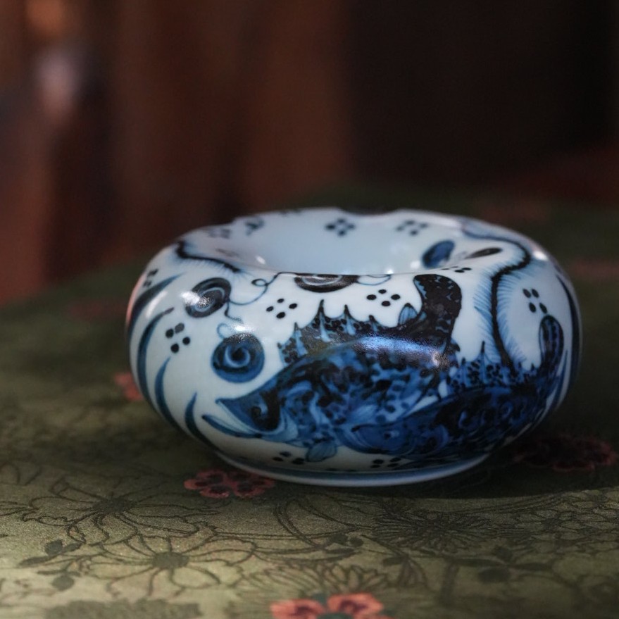 【品遗敬仁】雲山敬古鱼藻小甜甜圈盖置 外肚径9 内孔直径3 高4cm