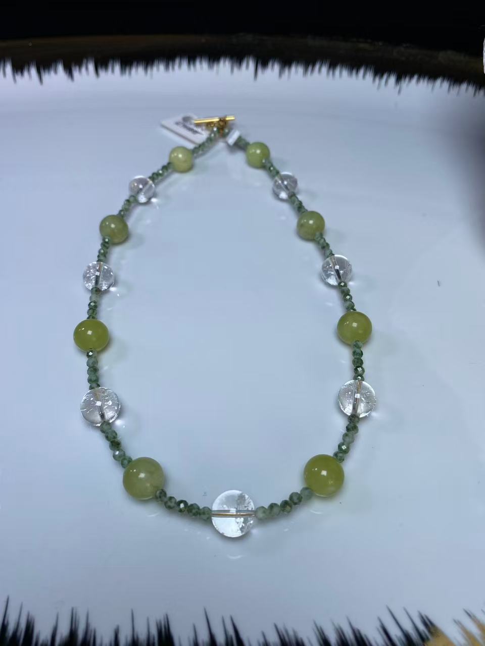 岫玉水晶手工串珠项链