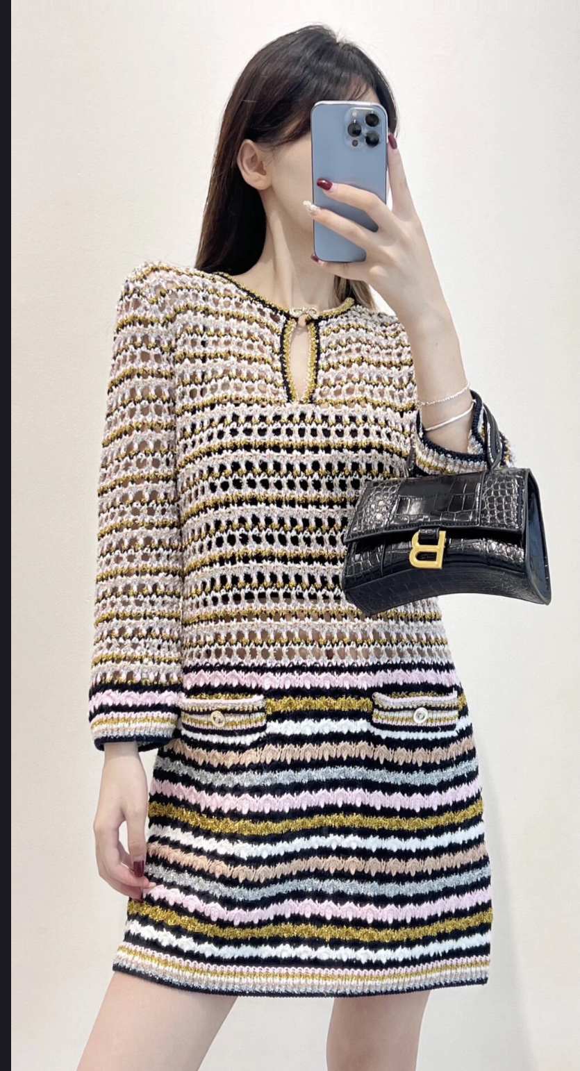 95新 Chanel/香奈儿  jm0190 24年款圆领长袖连衣裙 36码  