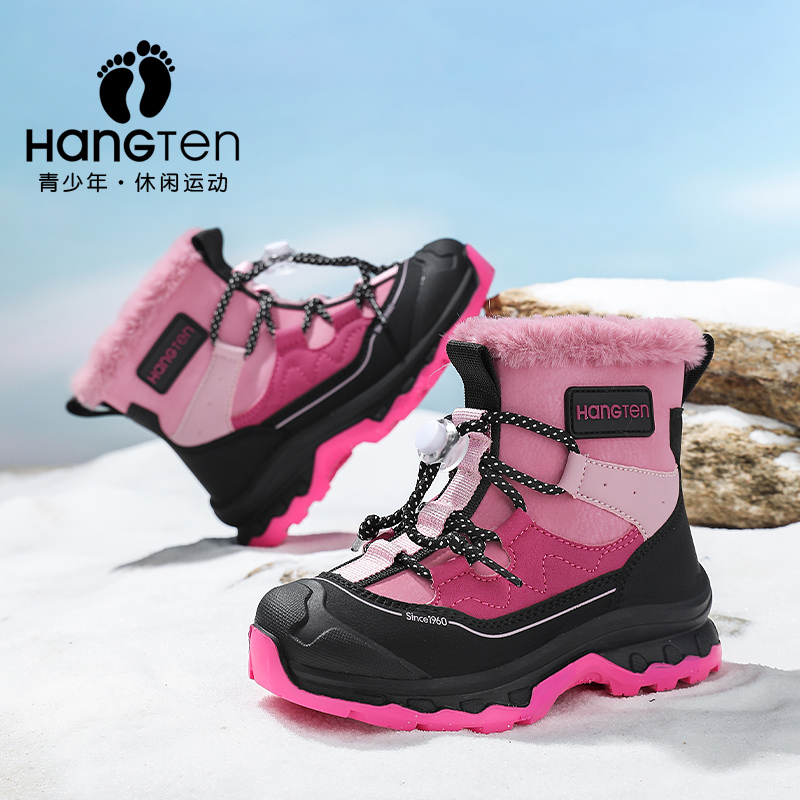 美国欢腾冬季大棉户外爆款高帮加绒加厚保暖男童女童防滑雪地靴商品图