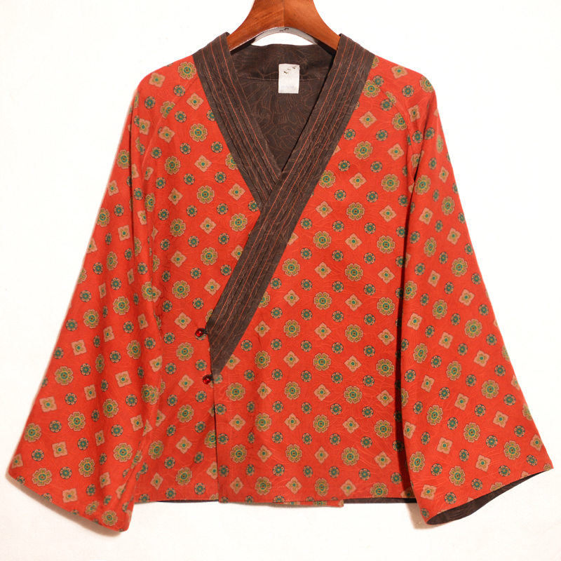 琬琬严选【花墨染】两面两穿香云纱茶服上衣