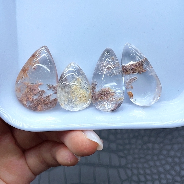 珠宝半成品未镶嵌水晶9幽灵水滴四颗