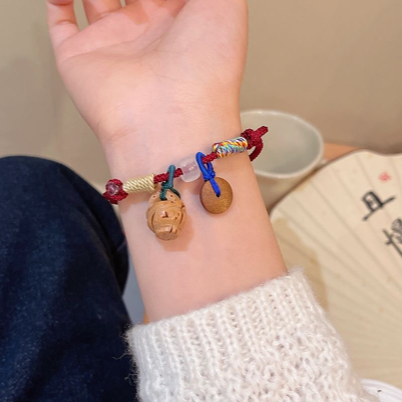 木质手链 新中式篮子平安扣女新爆款精致高级感红绳小众百搭手串