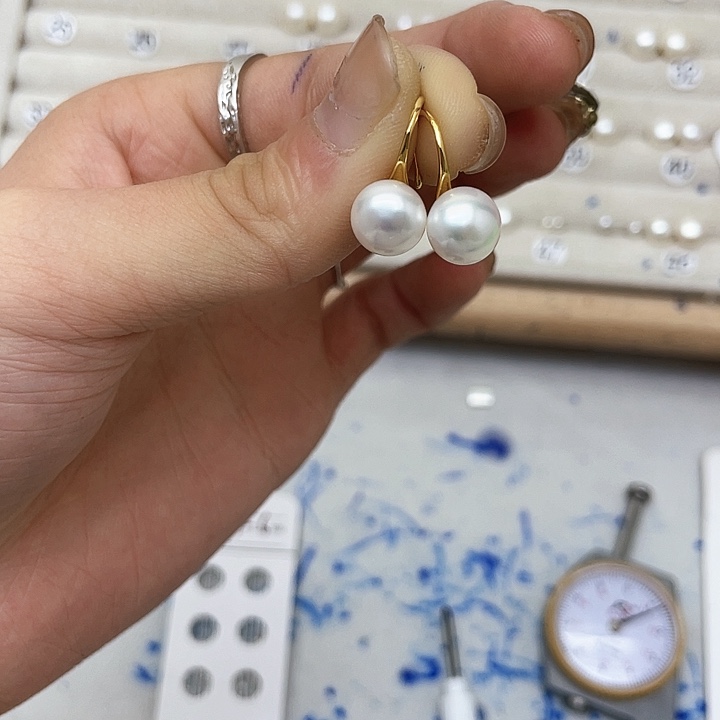 淡水珍珠耳饰银S925镶嵌槿**