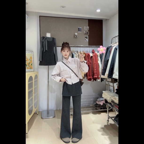 拾一 小金扣衬衫 百搭短款上衣