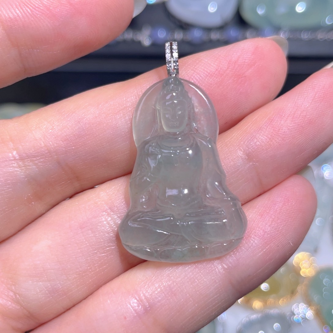 颈饰18K金镶嵌翡翠翡翠