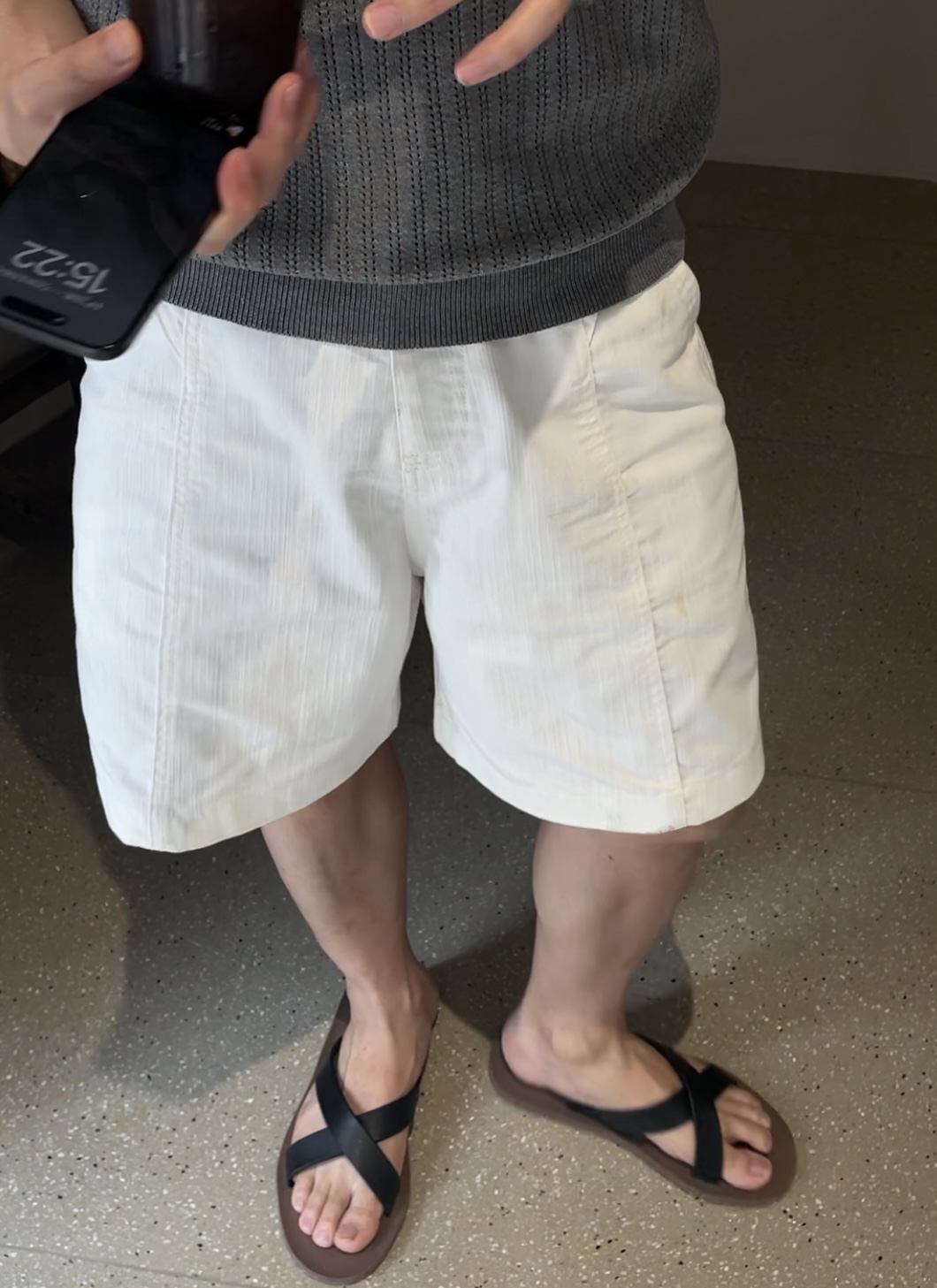 CHANWS白色短裤男士直筒夏季五分裤子老钱风直腿休闲裤宽松显8002