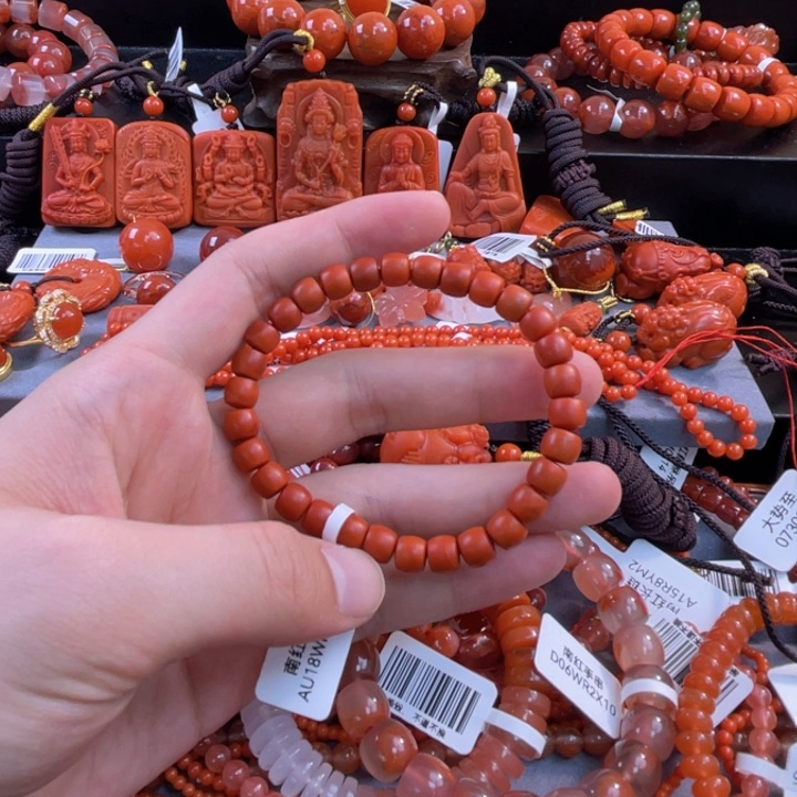 南红玛瑙多样性发一未镶嵌保山哑光直切手串7.0mm