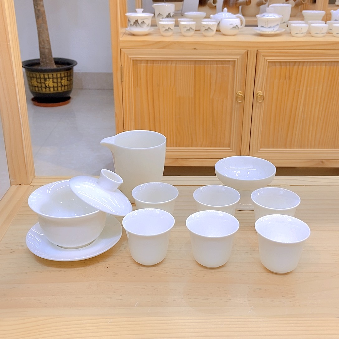 羊脂玉瓷茶具套装