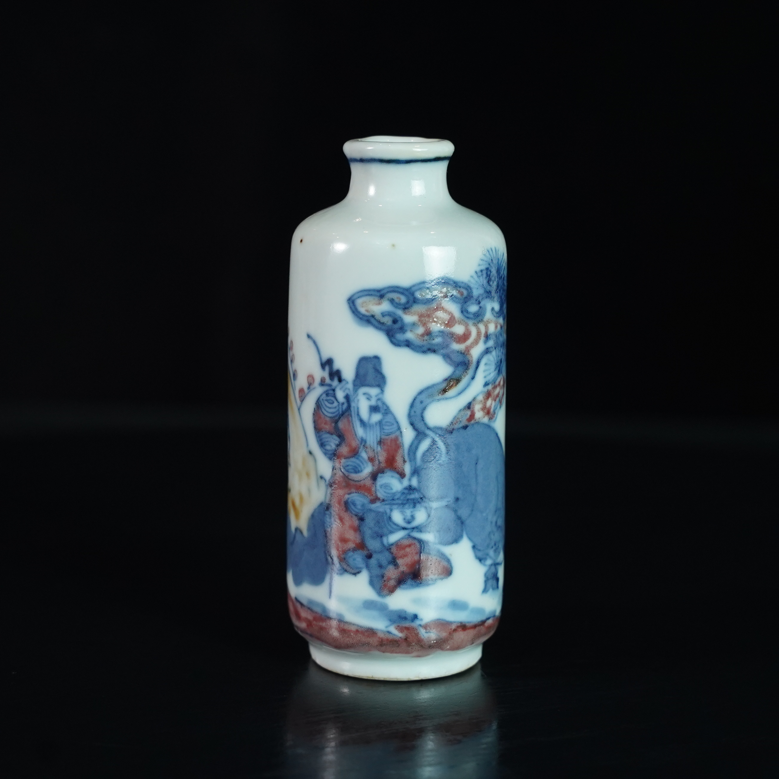 LXZ250111023【十竹斋】清代青花釉里红人物故事鼻烟壶 