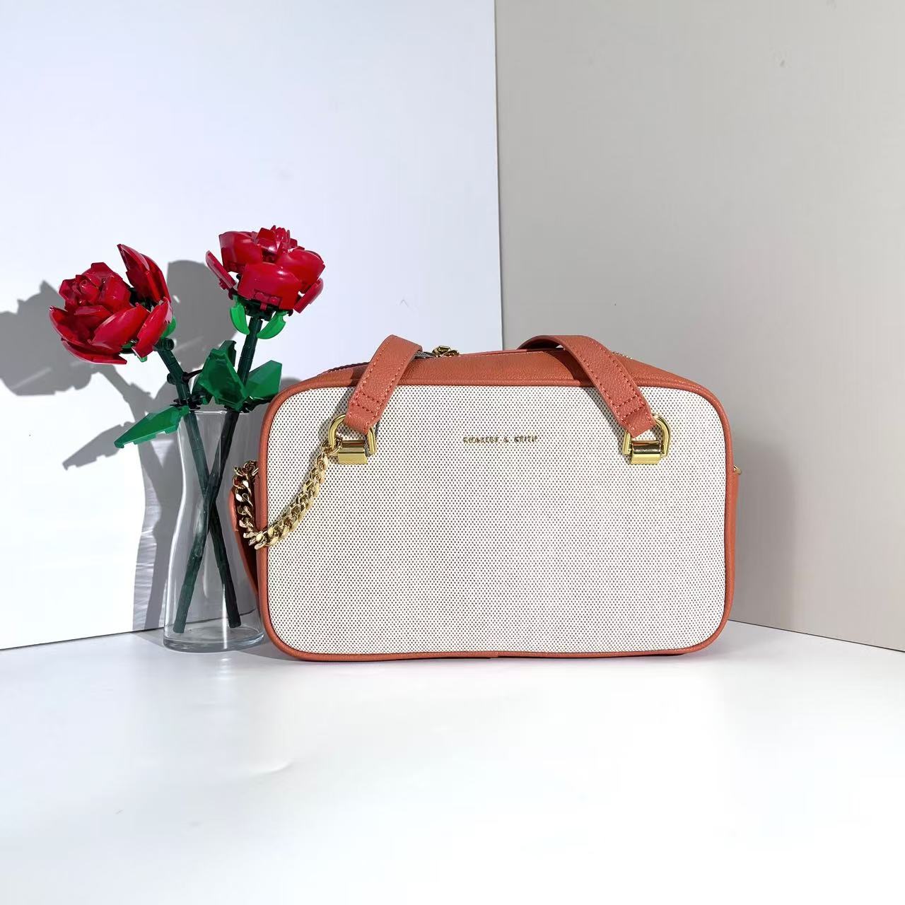 21210042橙色M女士单肩手提包，默认微瑕