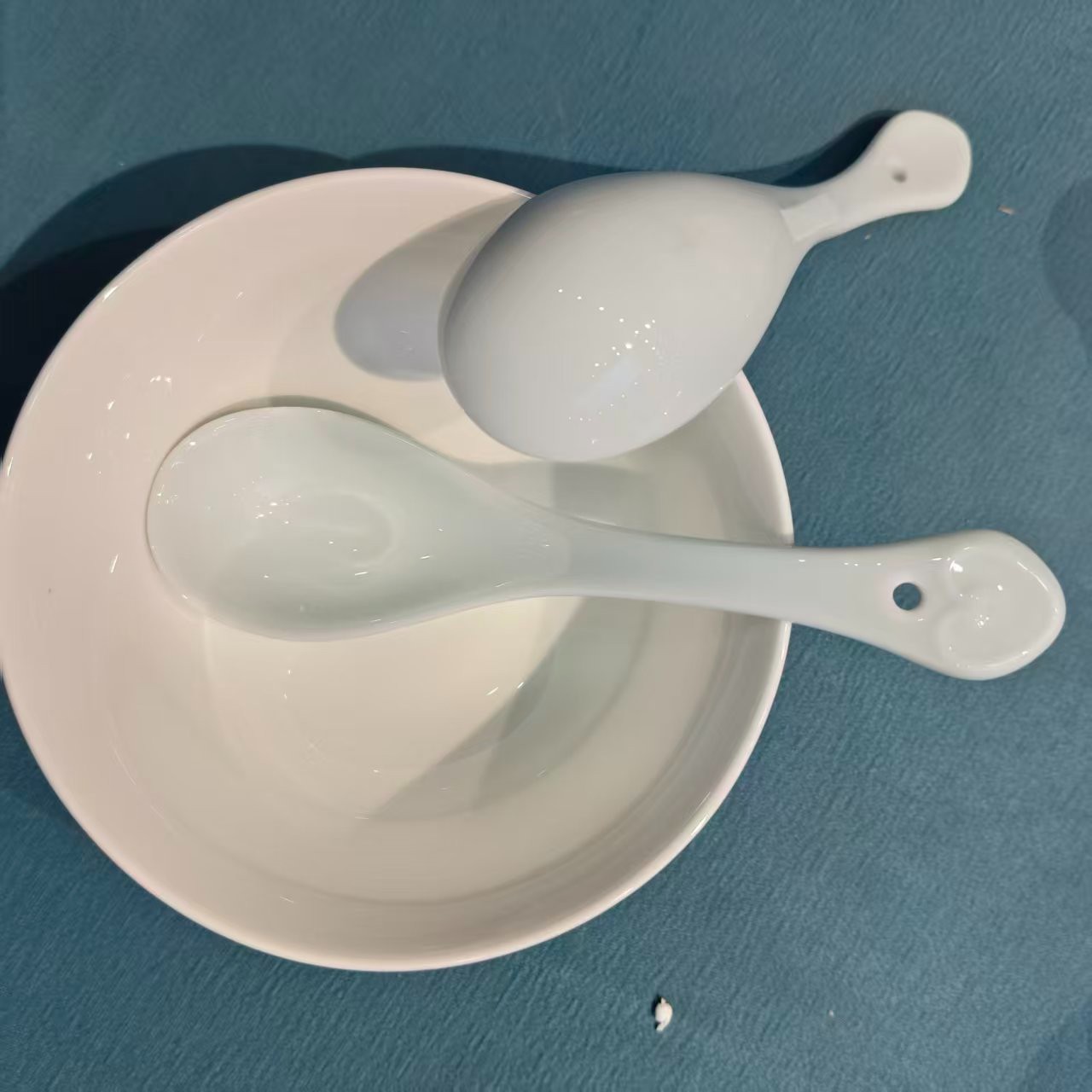 景德镇餐具【微瑕尾货】高白泥影青如意小勺