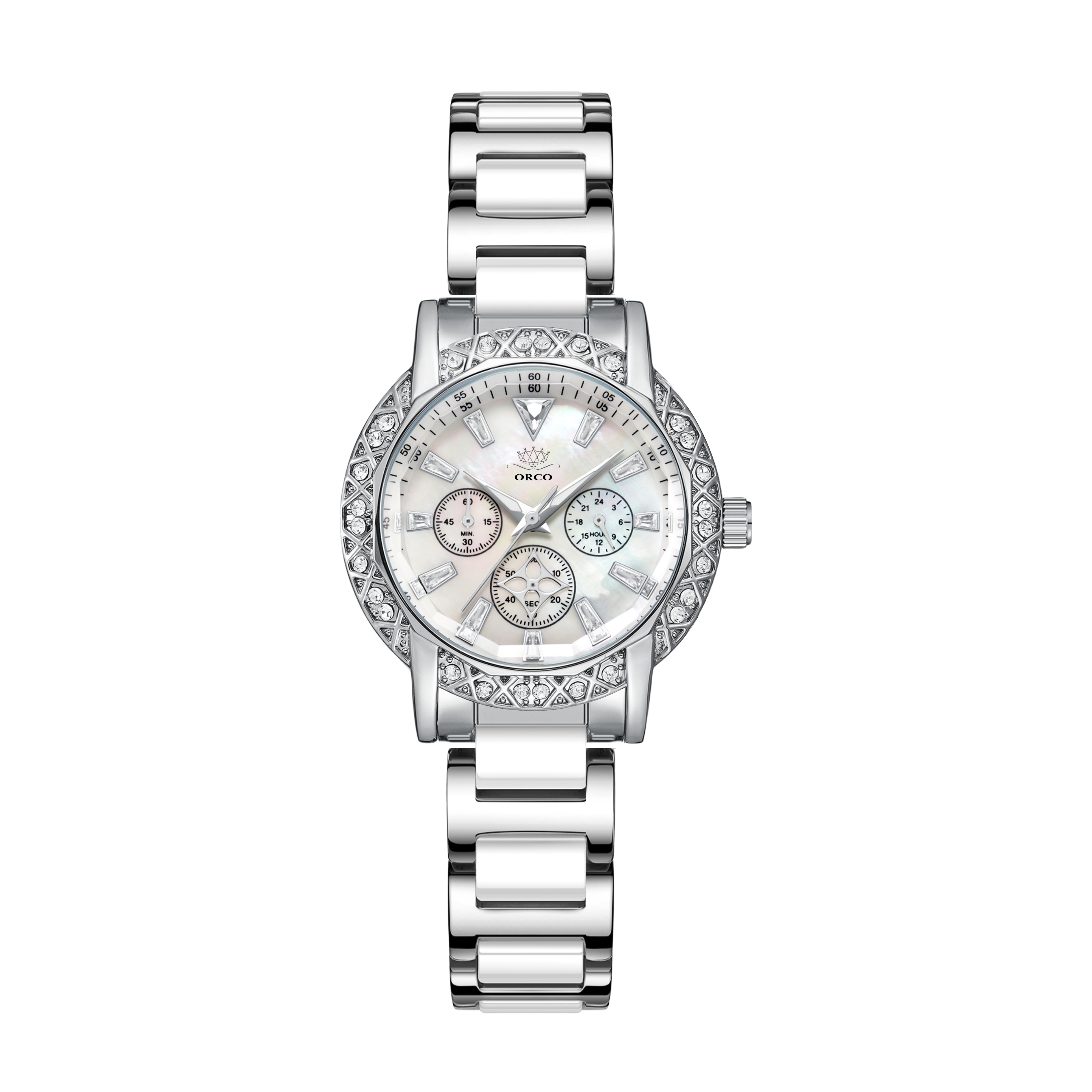 【专柜正品】ORCO 老花高奢高定贝母珍珠陶瓷镶钻防水石英女表