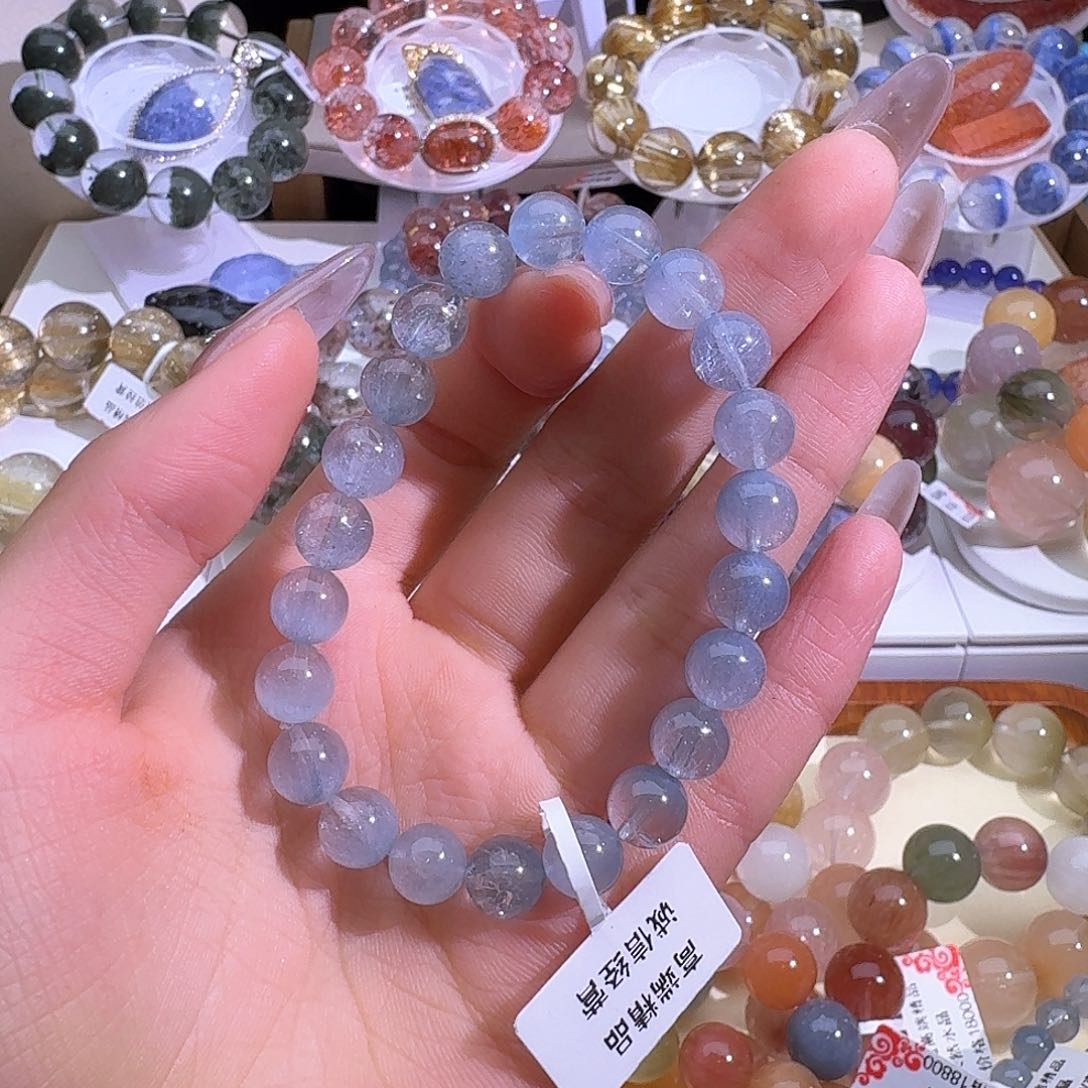 水晶手链未镶嵌天然巴西蓝兔毛手串2