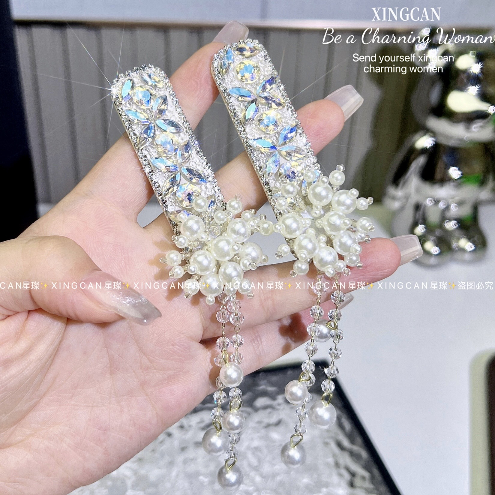 男女日韩甜美田园风少女风发夹发卡欧美发饰满钻个性韩系