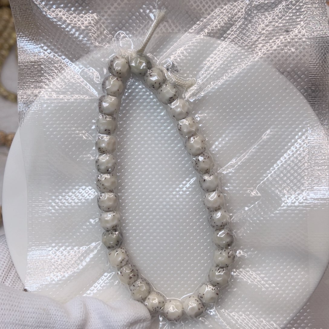 星月菩提手串7+石玉青灰糯冰纯手工无相大留白细星同枝果海南料