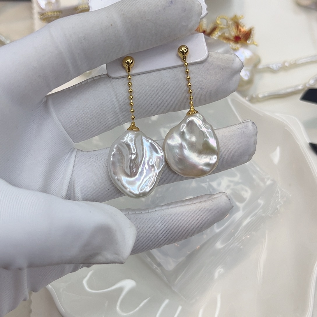 淡水珍珠耳饰合金