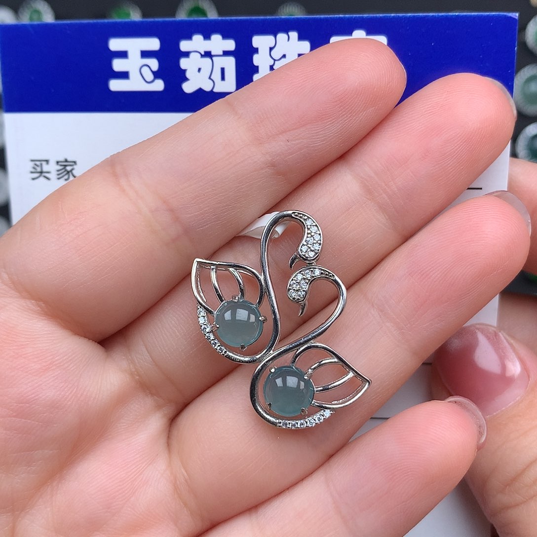 翡翠颈饰银S925镶嵌项链925