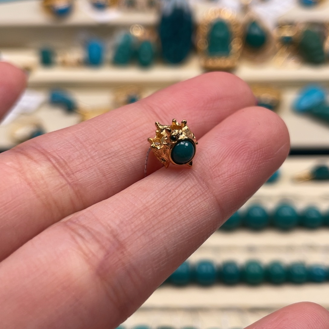 18K金镶嵌绿松石珠宝奇石皇冠