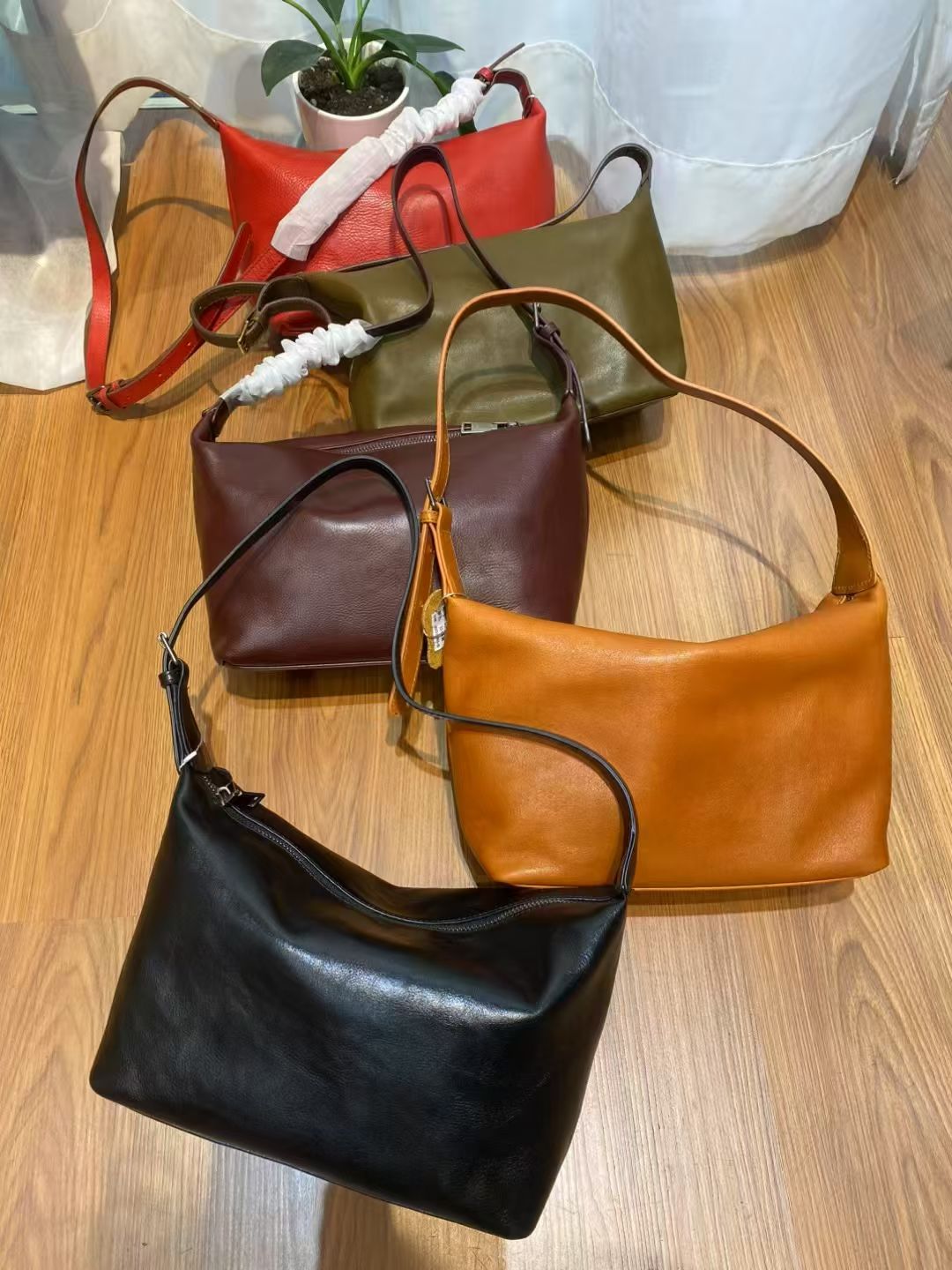 新款植鞣头层牛皮hobo单肩包斜挎包百搭时尚休闲女包