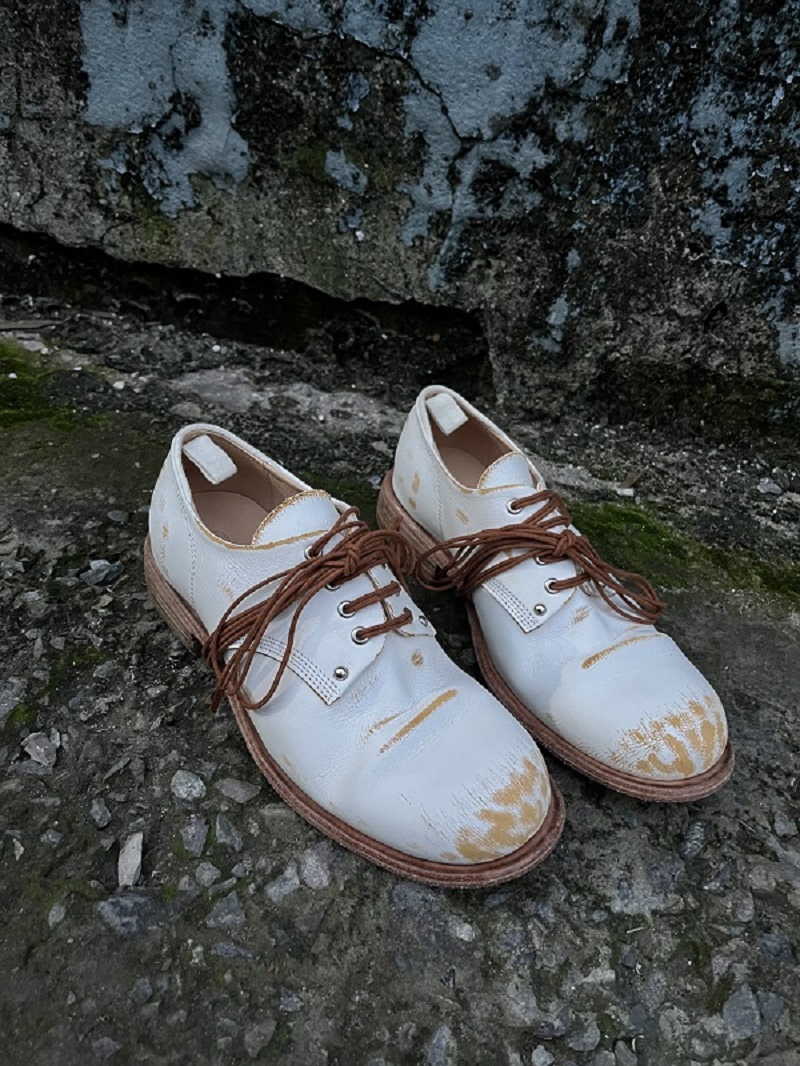 CHEN C手工女鞋（34-40码）手工复古擦色水洗马皮做旧系带小单鞋