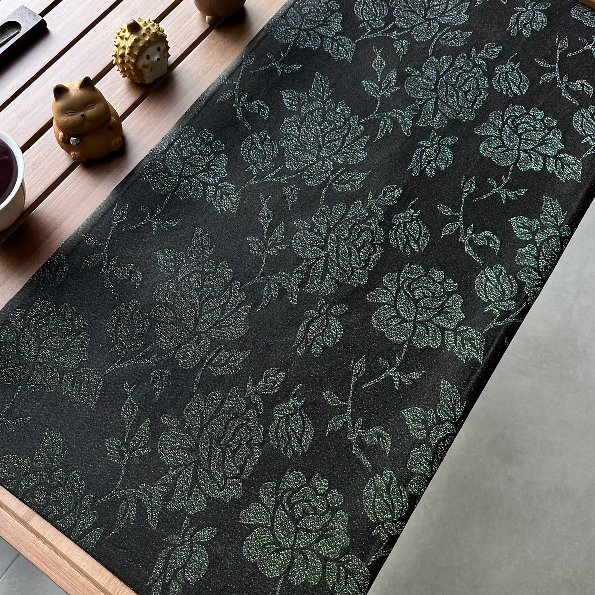 【绿玫】65×33双面老料香云纱茶席茶桌新中式茶席茶桌手工