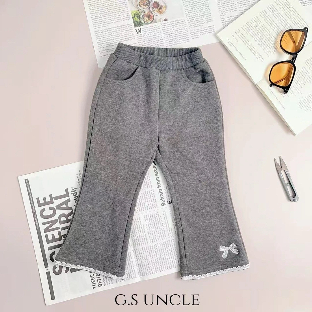 【】E039女宝洋气秋冬款休闲裤可爱儿童童装台下长裤银杏叶小童加绒