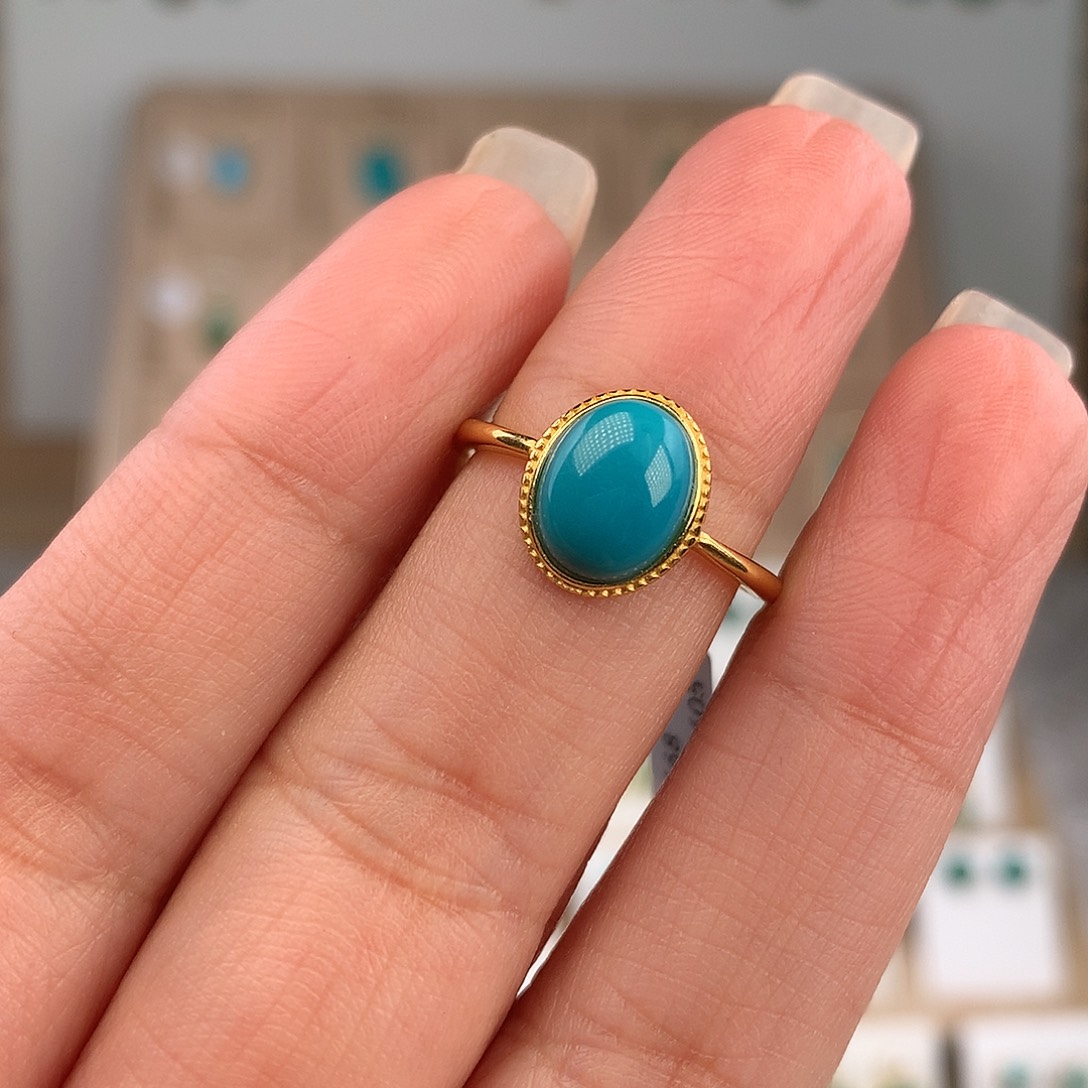 绿松石银S925镶嵌戒指