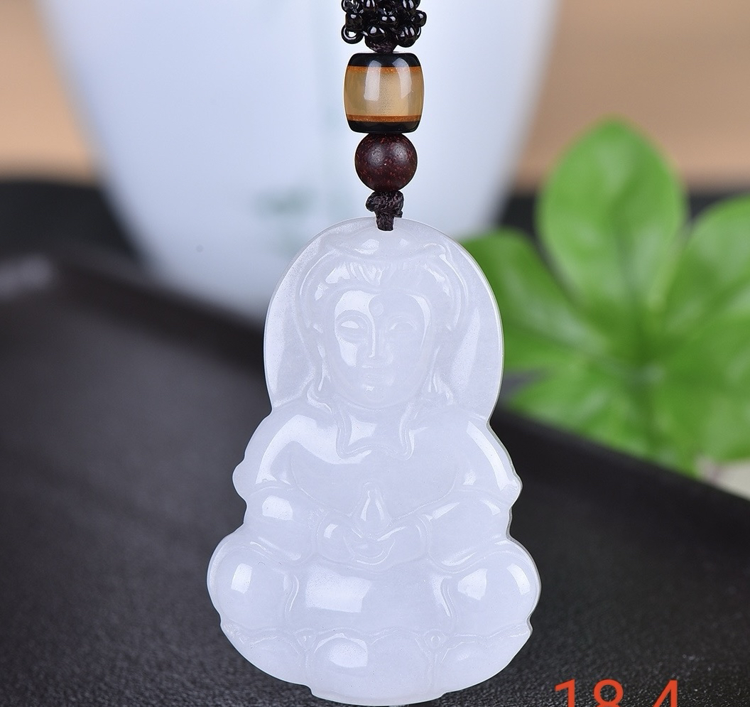 Y23新疆天然净瓶观音菩萨手工雕刻玉石直播简约净瓶观音菩萨