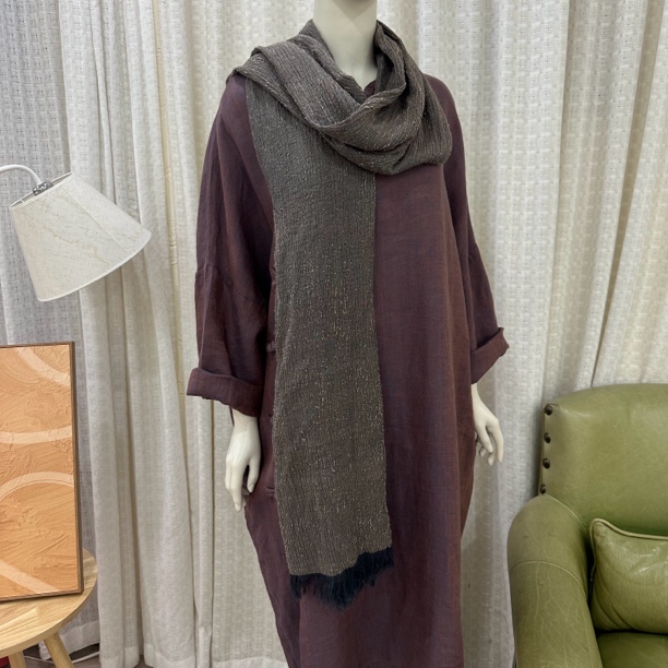 夏日上新 薄款百搭复古褶皱围巾 70汉麻 30棉 70*230左右