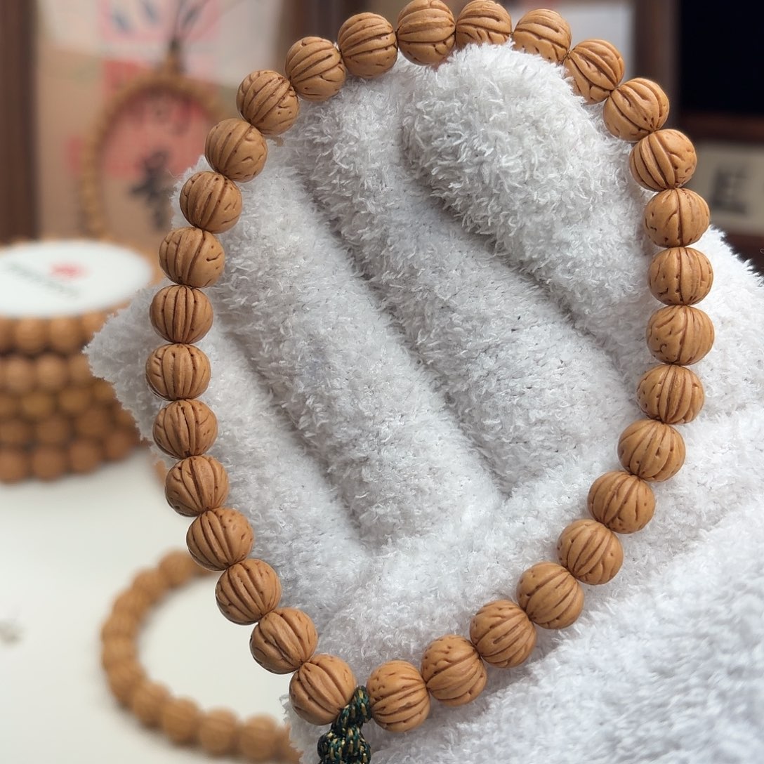 桃核手串0.8加「三道筋小黄桃」野生桃核手持