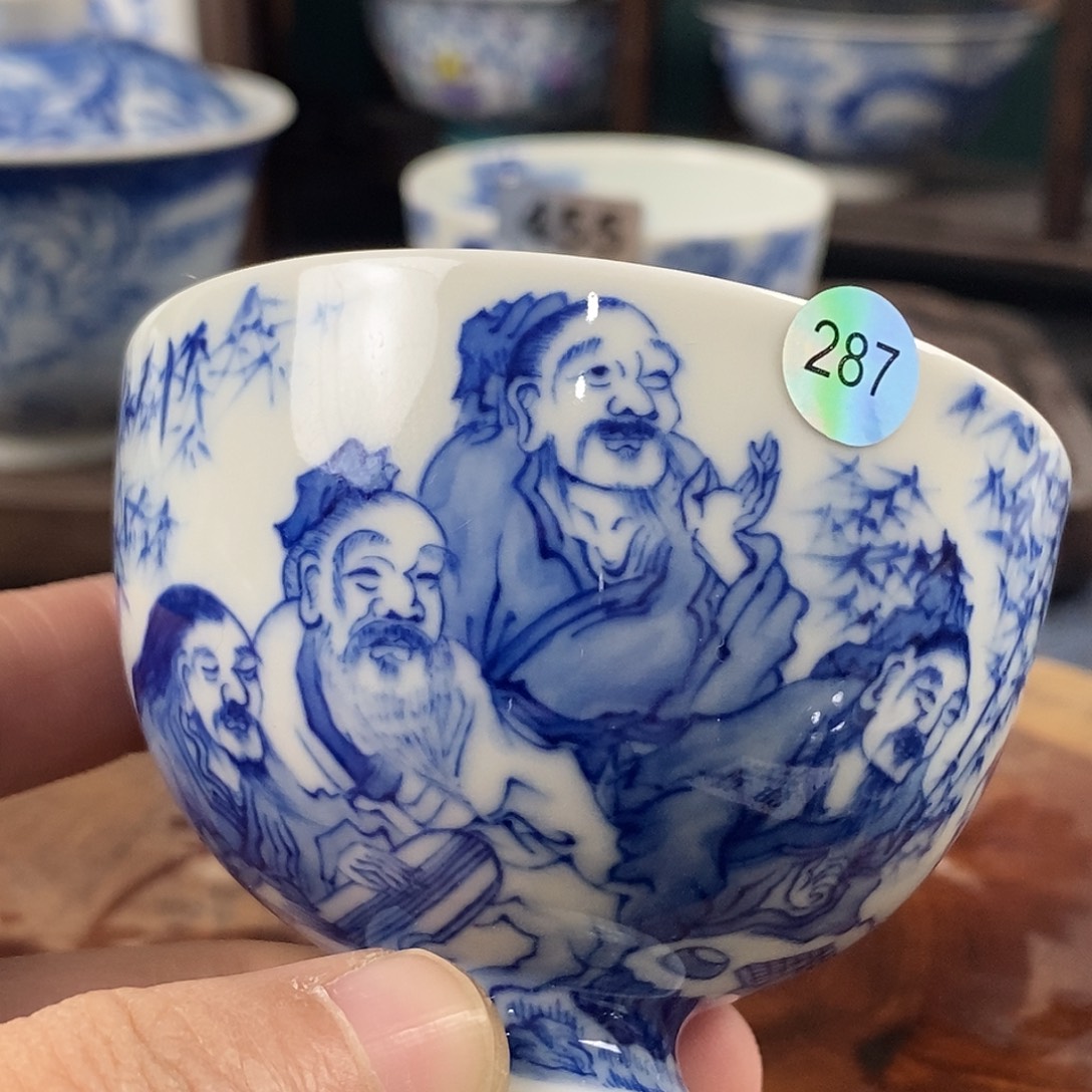 q***g瓷片景德镇手绘青花茶器287