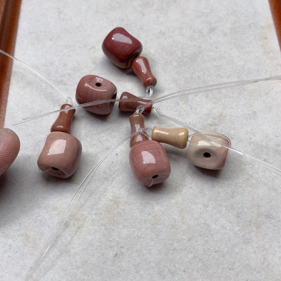 玛瑙/玉髓合金珠宝半成品一套13mm红纹石三通