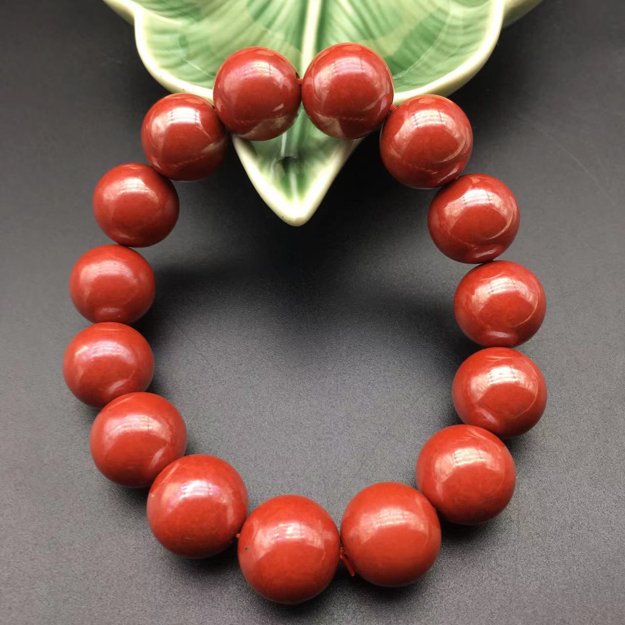 含辰砂工艺品DW004-帝王素圈手串14mm