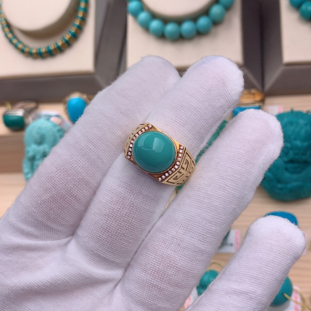 18K金镶嵌绿松石珠宝奇石