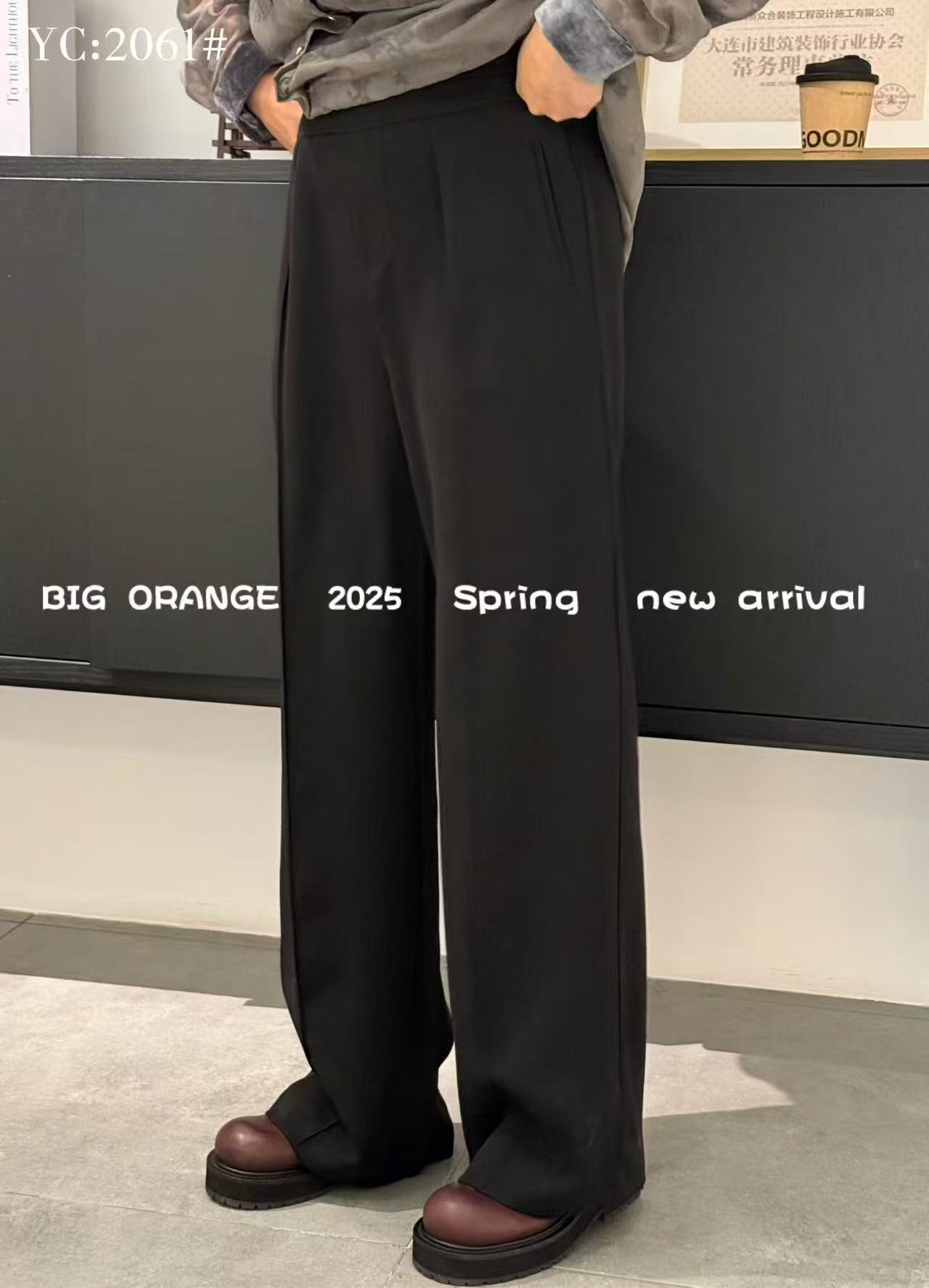 大橘子2025夏季新款女装黑色百搭简约休闲裤 2061