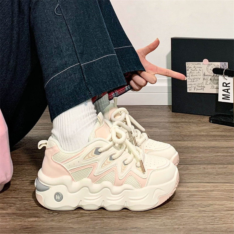 回力网红厚底小白鞋网面2025新款秋季透气百搭休闲鞋ins老爹鞋女