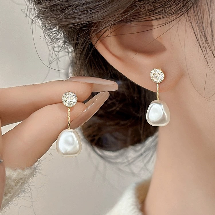 S925银针简约不规则耳钉6038