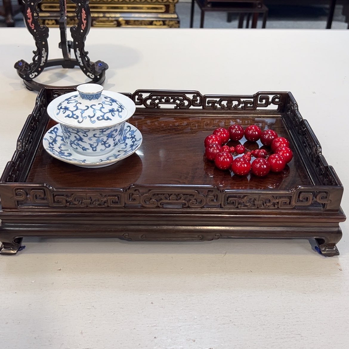 【闪购商品】红酸枝木类成套家具茶盘