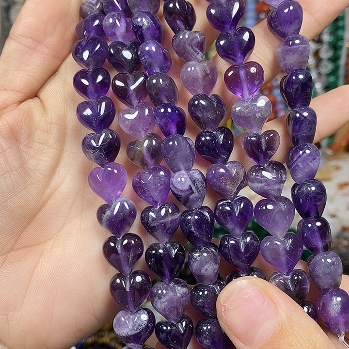 玛瑙/玉髓未镶嵌珠宝半成品天然紫水晶屁桃卡12mm15颗