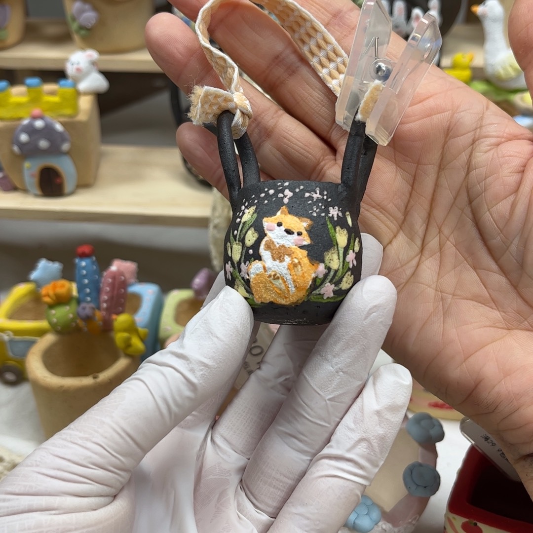 小***字840狐狸篮子花盆手绘