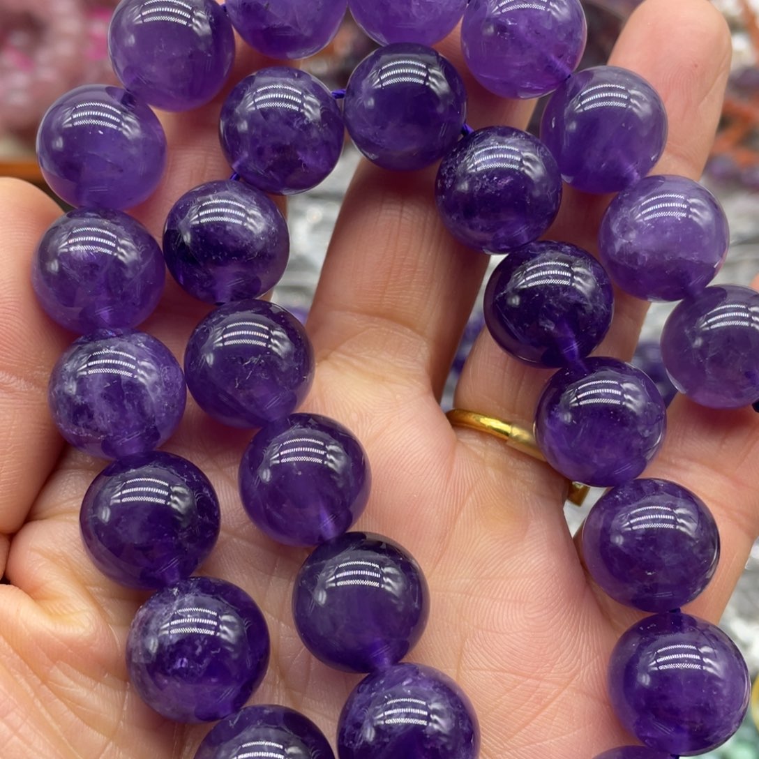 玛瑙/玉髓珠宝半成品未镶嵌紫水晶14m半条