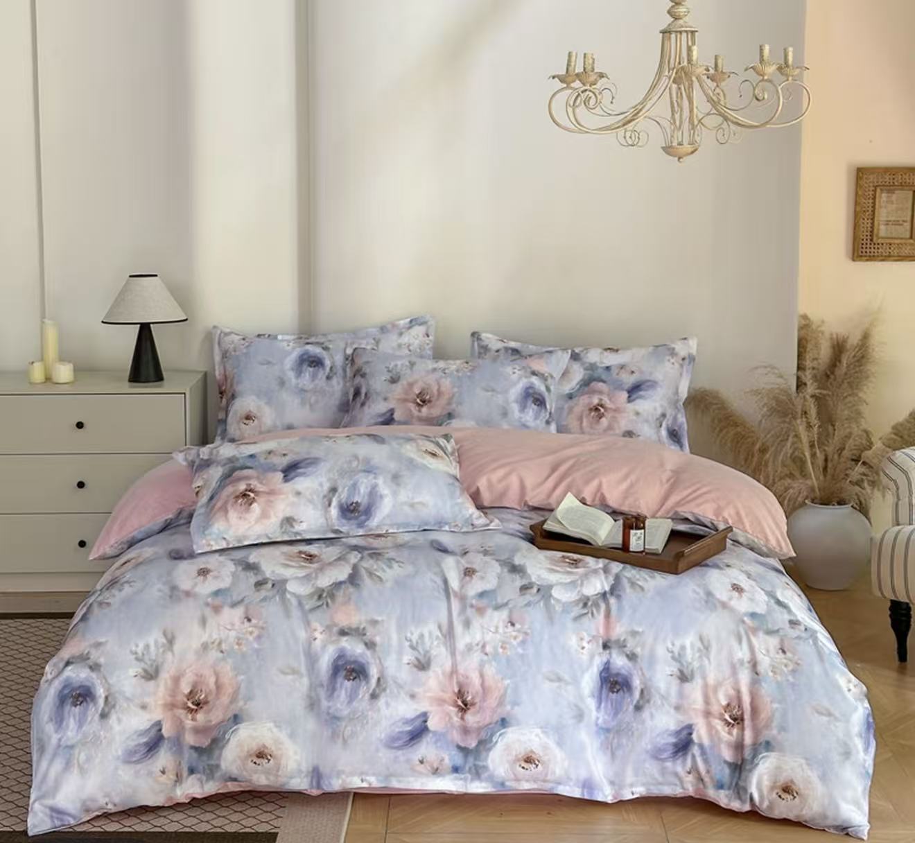 【殷总】定制磨毛防静电数码植物印染高支高密四件套