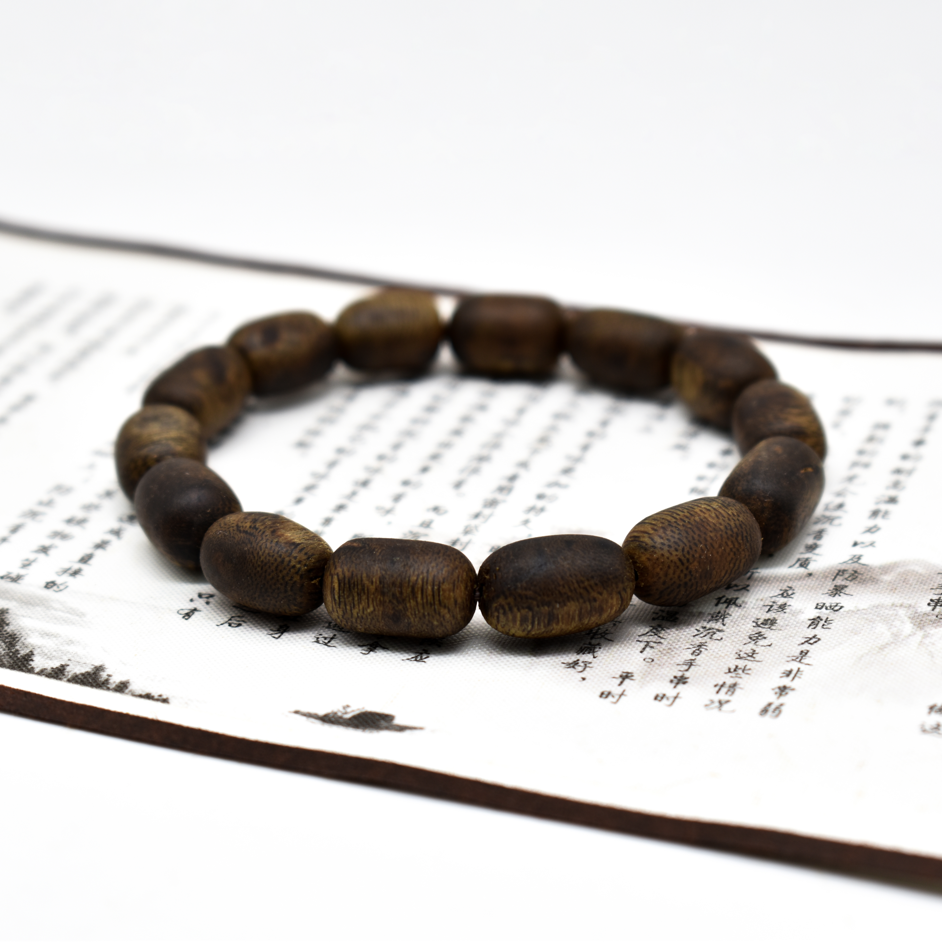 沉香【新品首发】奇楠乌身高结油留疤随型单圈沉香手串多样性发一