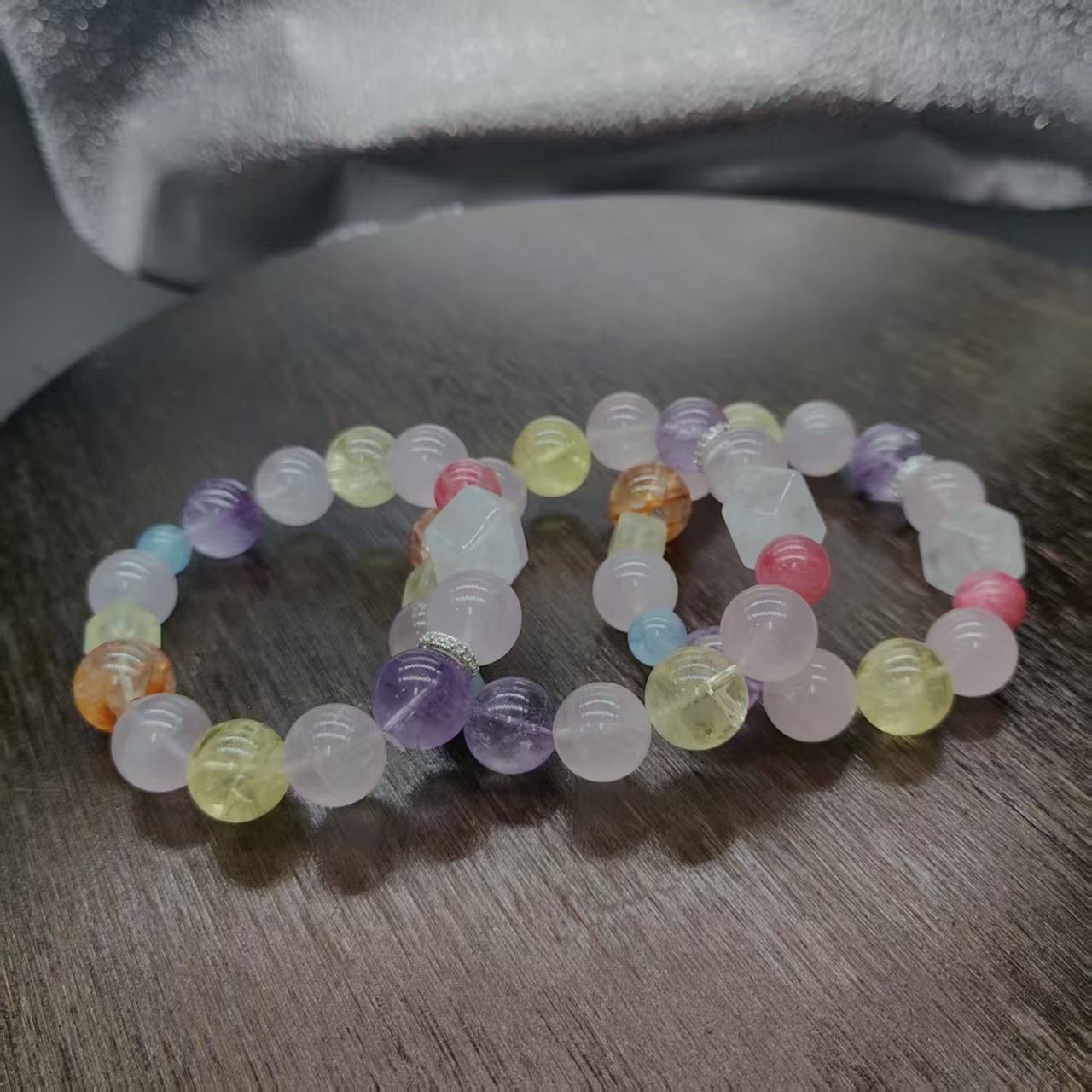 硕夏天然粉水晶13-14mm设计款手链多样性发其一SX0979