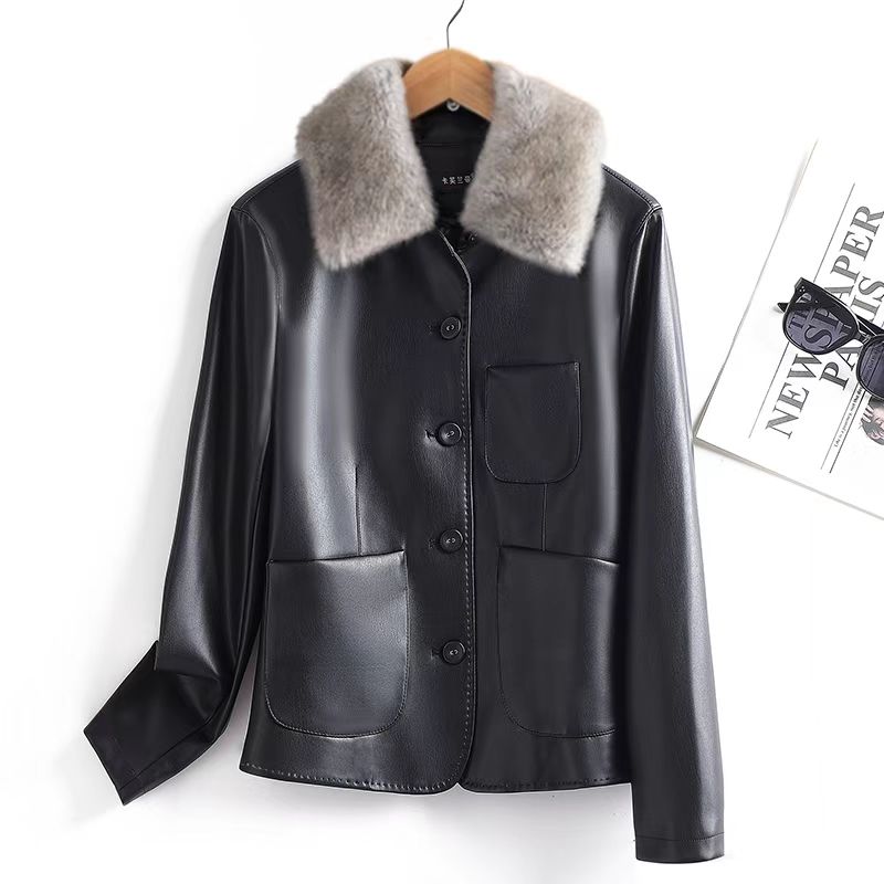 （1608）海宁真皮绵羊皮女士休闲皮外套